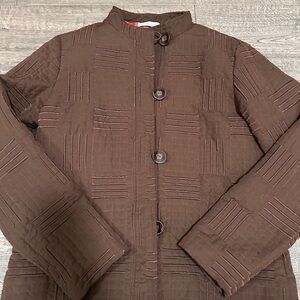 dressbarn Chocolate Brown Quilted Button-Front Jacket